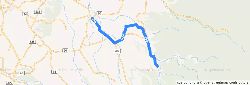 Mapa del recorrido 川東コミュニティバス（南俣方面） de la línea  en 新発田市.