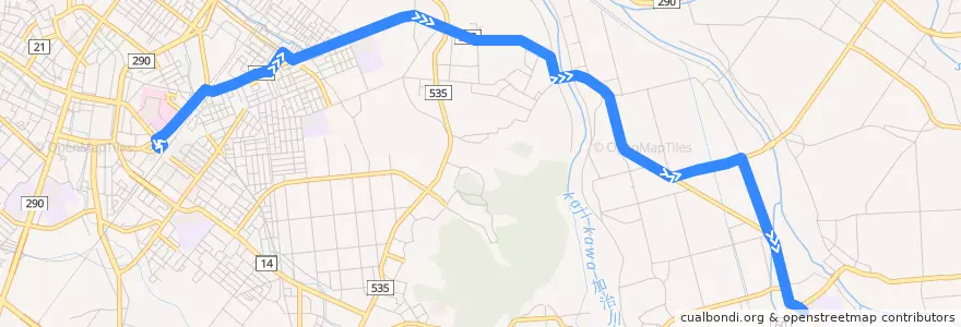 Mapa del recorrido 川東コミュニティバス de la línea  en 新発田市.