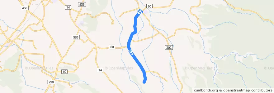 Mapa del recorrido 川東コミュニティバス（宮古木村中方面） de la línea  en 新発田市.