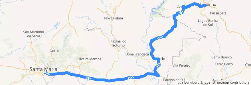 Mapa del recorrido Santa Maria → Sobradinho via Vila Rosa de la línea  en Região Geográfica Imediata de Santa Maria.
