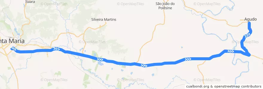 Mapa del recorrido Santa Maria → Agudo de la línea  en Região Geográfica Imediata de Santa Maria.
