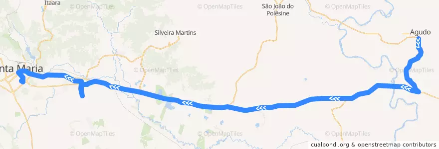 Mapa del recorrido Agudo → Santa Maria via UFSM de la línea  en Região Geográfica Imediata de Santa Maria.