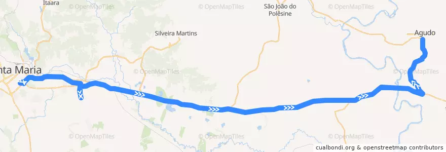 Mapa del recorrido Santa Maria → Agudo via UFSM de la línea  en Região Geográfica Imediata de Santa Maria.