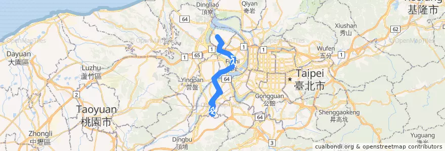 Mapa del recorrido 新北市 806 板橋-蘆洲 (往程) de la línea  en 新北市.