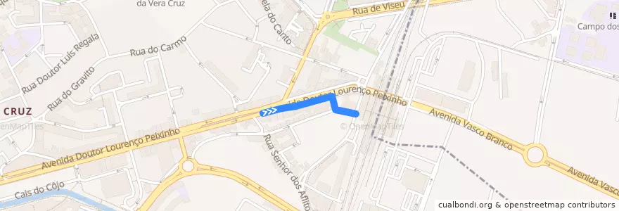 Mapa del recorrido Linha 7: Aveiro => Colégio D. José [via Quinta do Torto] de la línea  en Glória e Vera Cruz.
