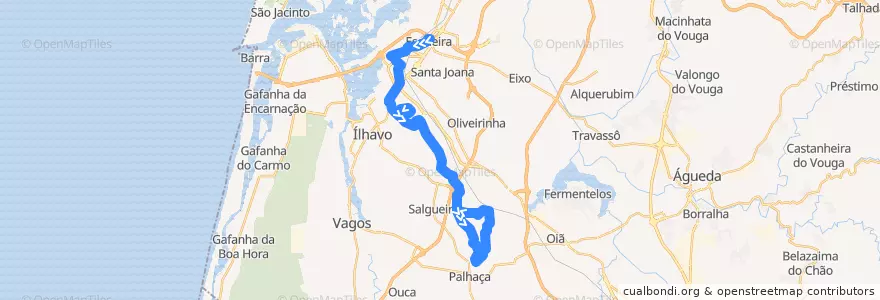 Mapa del recorrido Linha 10: Esgueira => Verba [via Nariz] de la línea  en Aveiro.
