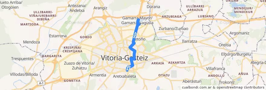 Mapa del recorrido L9 Zumaquera → Gamarra de la línea  en Vitoria-Gasteiz.
