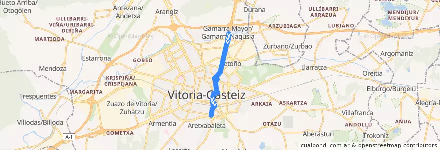 Mapa del recorrido L9 Gamarra → Zumaquera de la línea  en Vitoria-Gasteiz.