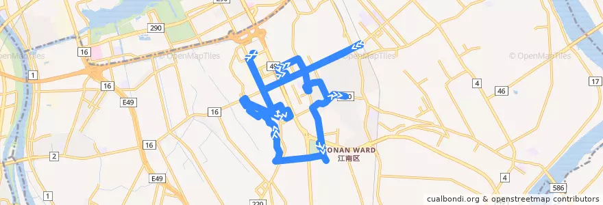 Mapa del recorrido カナリア号（茅野山・早通地区住民バス） de la línea  en 江南区.