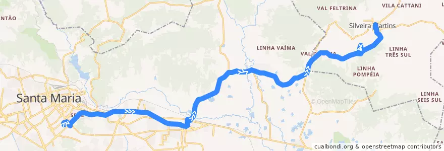 Mapa del recorrido Santa Maria → Silveira Martins de la línea  en Região Geográfica Imediata de Santa Maria.