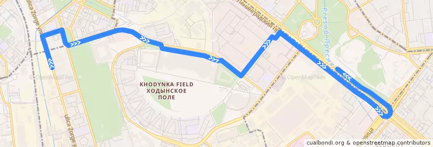 Mapa del recorrido Автобус 318: Станция Зорге => Метро «Динамо» de la línea  en Северный административный округ.