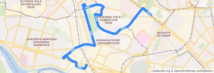Mapa del recorrido Автобус 818: Метро «Динамо» => Силикатный завод de la línea  en Москва.