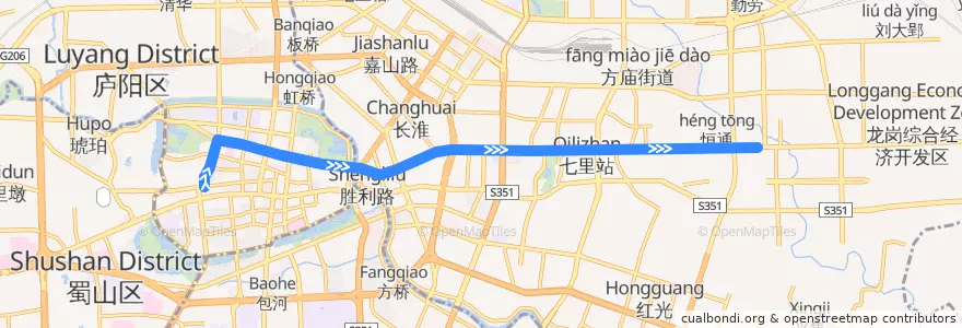 Mapa del recorrido 2路 de la línea  en 合肥市区.