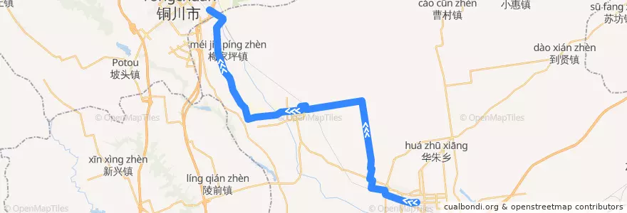 Mapa del recorrido 富平5 de la línea  en 富平县 (Fuping).