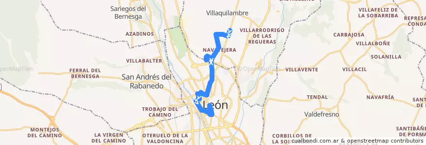 Mapa del recorrido Altollano → Santo Domingo de la línea  en Tierra de León.