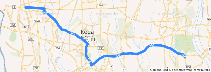 Mapa del recorrido JRバス東古河線51系統 大綱⇒ネーブルパーク⇒古河駅 de la línea  en 古河市.