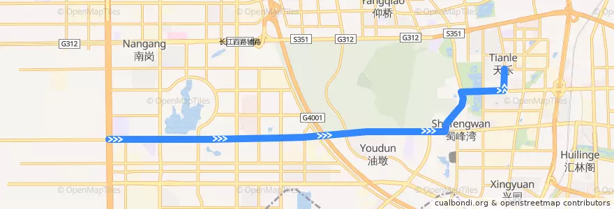 Mapa del recorrido 专1线 de la línea  en 合肥国家高新技术产业开发区.
