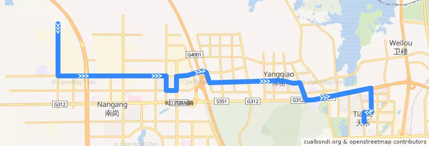 Mapa del recorrido 650路 de la línea  en 蜀山区 (Shushan).