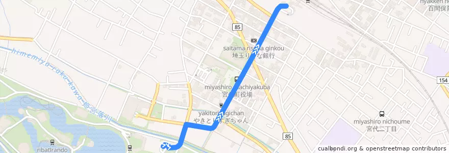 Mapa del recorrido 茨急バス 東武動物公園⇒東武動物公園駅 de la línea  en 南埼玉郡.