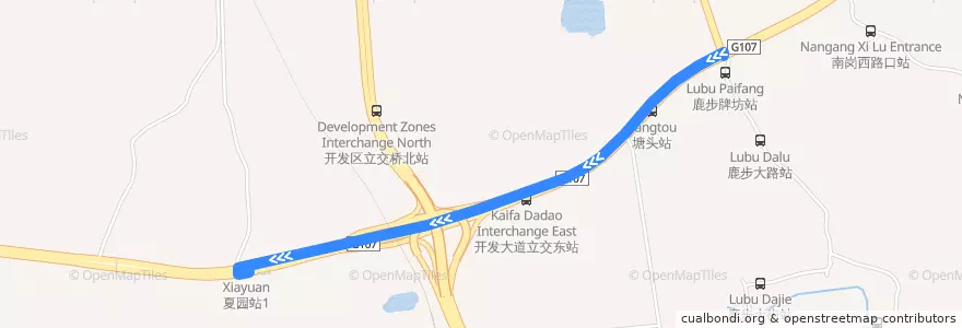 Mapa del recorrido 435路[鹿步(海警基地)总站-夏园总站] de la línea  en 黄埔区.