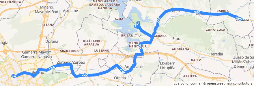 Mapa del recorrido A4 Narbaiza → Garaio → Vitoria-Gasteiz de la línea  en Alava.
