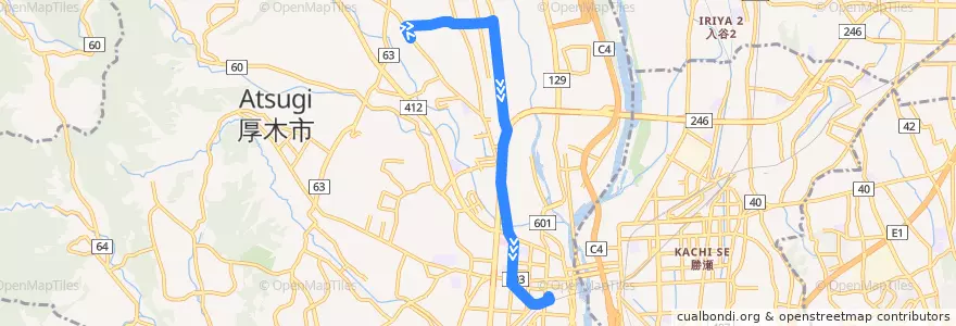 Mapa del recorrido 厚木09系統 de la línea  en 厚木市.