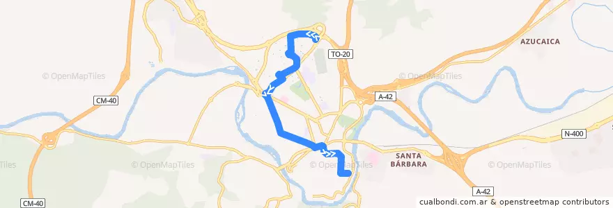 Mapa del recorrido Línea 42: Calle Alemania (Por Campus) → Zocodover de la línea  en Tolède.