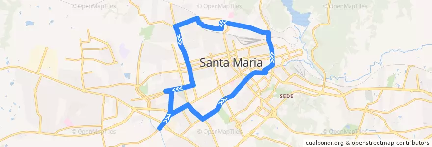Mapa del recorrido Circular Sul de la línea  en Santa Maria.