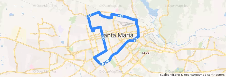 Mapa del recorrido Circular Sul de la línea  en Santa Maria.