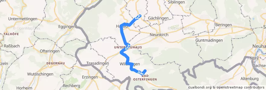 Mapa del recorrido Bus 27: Oberhallau => Osterfingen de la línea  en Bezirk Unterklettgau.