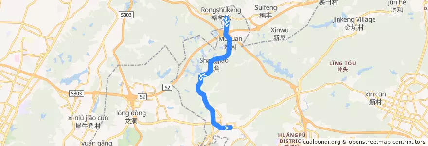 Mapa del recorrido 449路[黄陂社区总站-八斗村(天鹿湖社区服务站)总站] de la línea  en 联和街道.