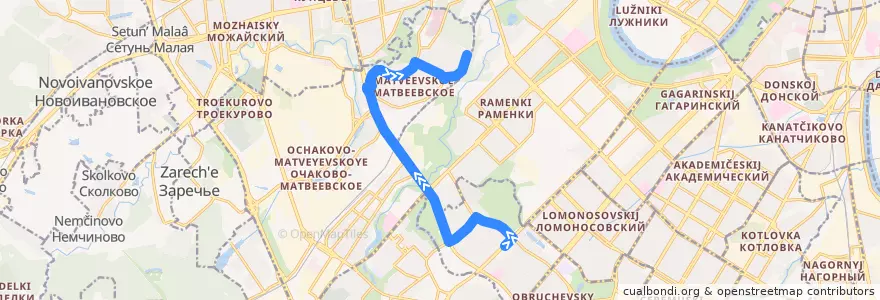 Mapa del recorrido Автобус 42: Метро "Проспект Вернадского" => Матвеевское de la línea  en Westlicher Verwaltungsbezirk.