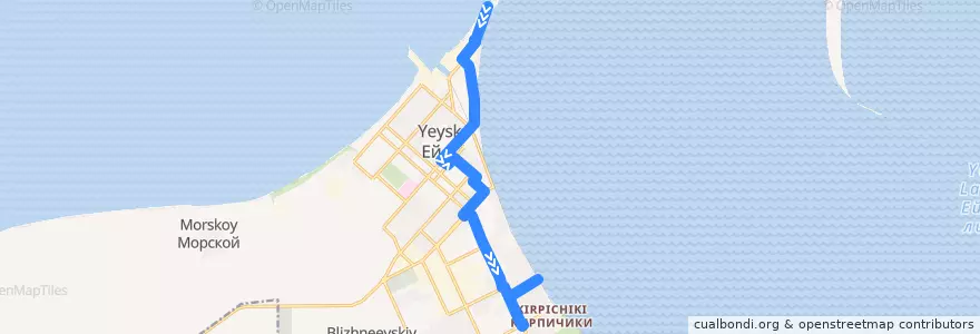 Mapa del recorrido Автобус № 18: Пляж - улица Свободы de la línea  en Ейское городское поселение.
