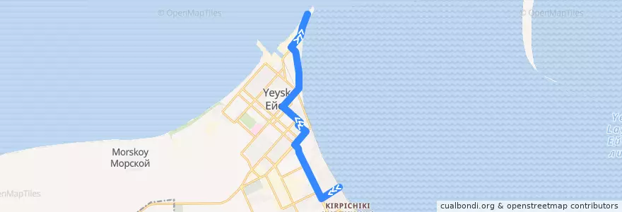 Mapa del recorrido Автобус № 18: улица Свободы - Пляж de la línea  en Ейское городское поселение.