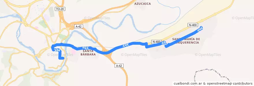 Mapa del recorrido Línea 61: Santa María de Benquerancia (Centro) → Zocodover de la línea  en Toledo.