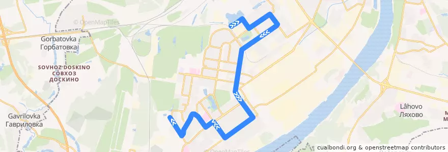 Mapa del recorrido Автобус 44: улица Пермякова => Космическая улица de la línea  en городской округ Нижний Новгород.