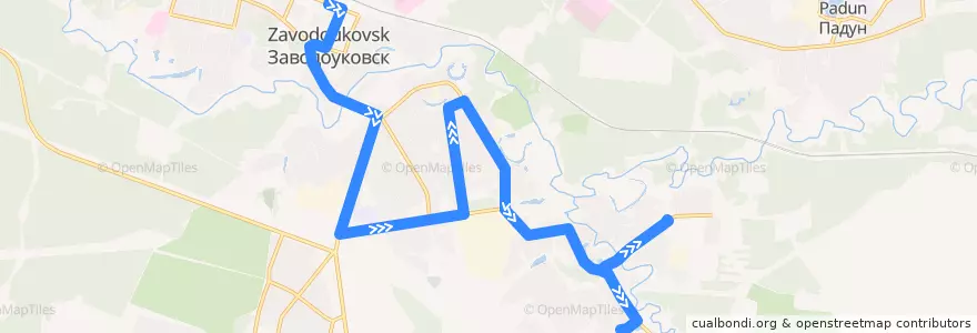 Mapa del recorrido Автобус 4: Железнодорожный вокзал - Пригород de la línea  en Заводоуковский городской округ.