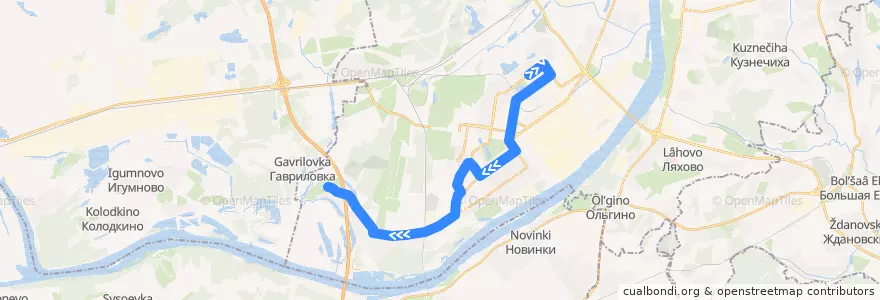 Mapa del recorrido Автобус 75: Соцгород-2 => посёлок Нагулино de la línea  en городской округ Нижний Новгород.