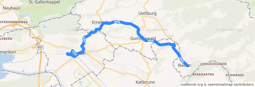 Mapa del recorrido Bus 633: Uznach - Ernetschwil - Rieden de la línea  en Wahlkreis See-Gaster.