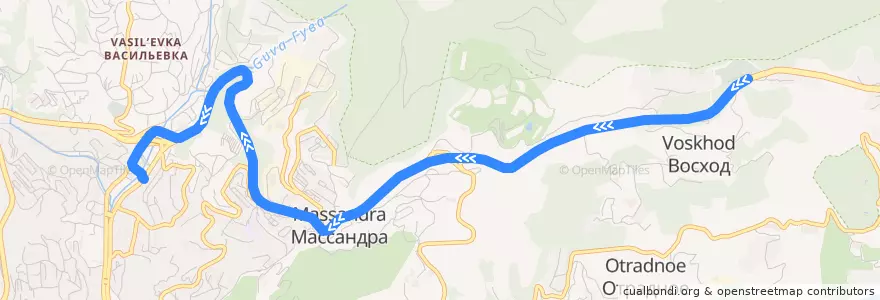 Mapa del recorrido Троллейбус №55: Аэропорт Симферополь - Ялта de la línea  en городской округ Ялта.
