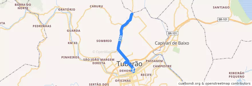 Mapa del recorrido Ônibus : São Martinho- Via SC-370, Bairro > Centro de la línea  en Tubarão.