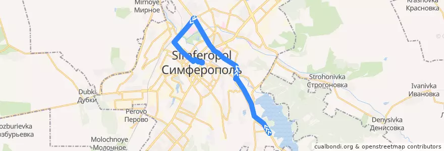 Mapa del recorrido Троллейбус №6 Марьино - Главпочтамт de la línea  en Simferopol municipality council.