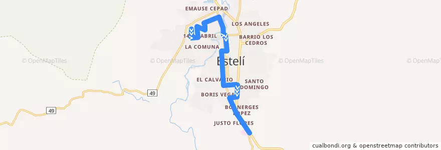 Mapa del recorrido Rosario - Hospital de la línea  en Estelí.