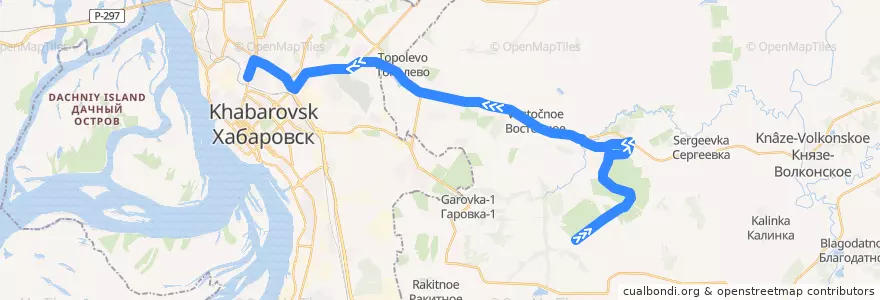 Mapa del recorrido Автобус 119: Хуторок - Автовокзал de la línea  en Хабаровский край.