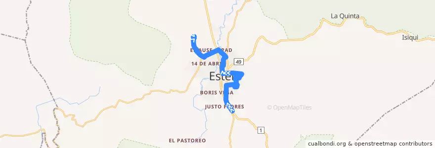 Mapa del recorrido Hospital - Villa Cuba de la línea  en Estelí.