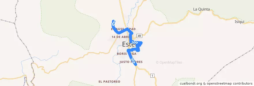 Mapa del recorrido Villa Cuba - Hospital de la línea  en Estelí.