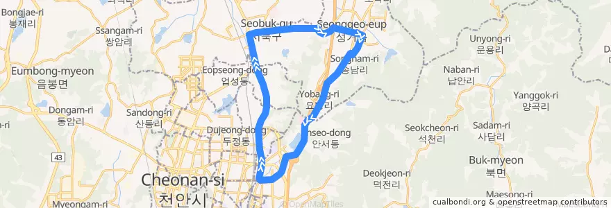 Mapa del recorrido 천안 시내버스 120 de la línea  en 천안시.