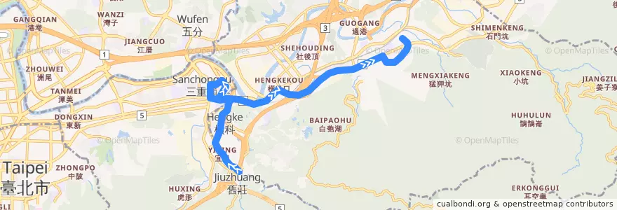 Mapa del recorrido 新北市 823 舊莊-汐止 (往汐止) de la línea  en تايبيه الجديدة.