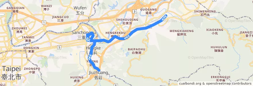 Mapa del recorrido 新北市 823 舊莊-汐止 (往舊莊) de la línea  en 新北市.