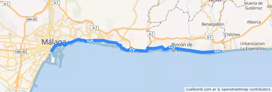 Mapa del recorrido Línea M-163 de la línea  en اسپانیا.